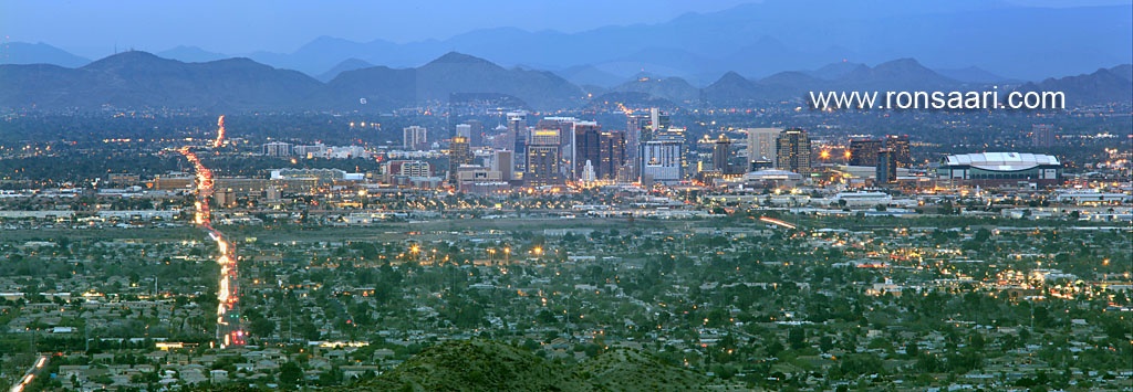 Phoenix Skyline At Dusk Panoramic 1
