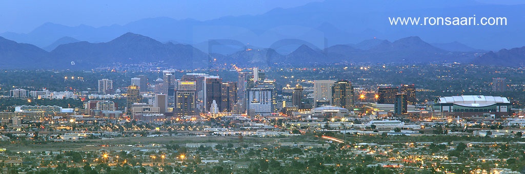 Phoenix Skyline At Dusk Panoramic 2