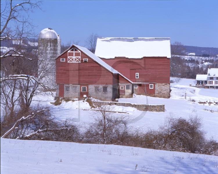 Red Barn In Snow