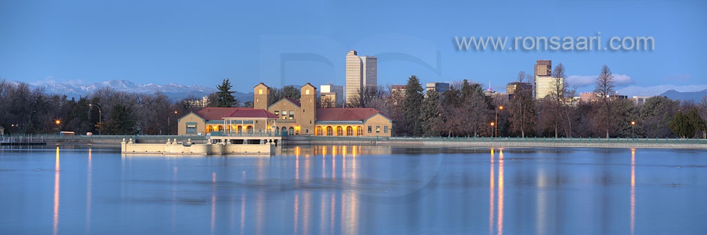 City Park and Denver Skyline At Dawn Panoramic
