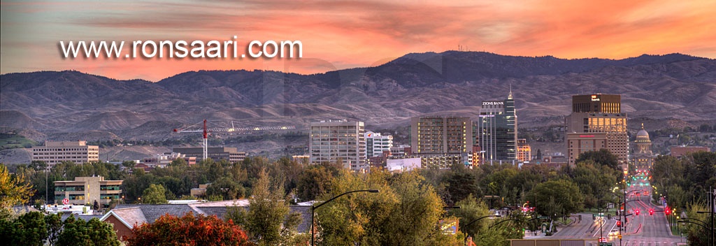 Boise Skyline At Dawn Panoramic