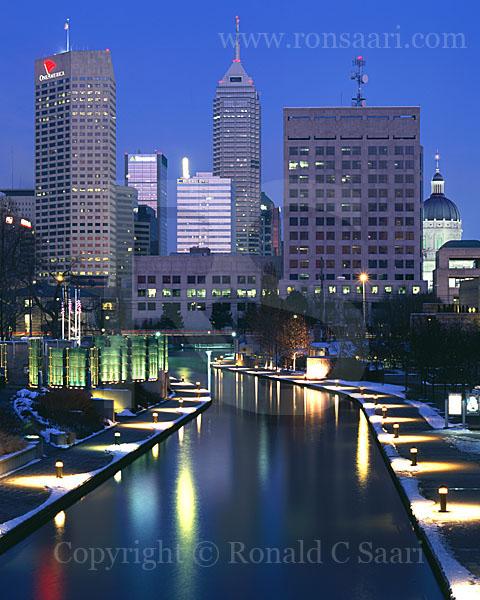 Indianapolis Skyline And Canal Walk At Dusk 2