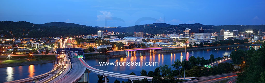 Charleston, West Virginia Skyline At Dusk Panoramic