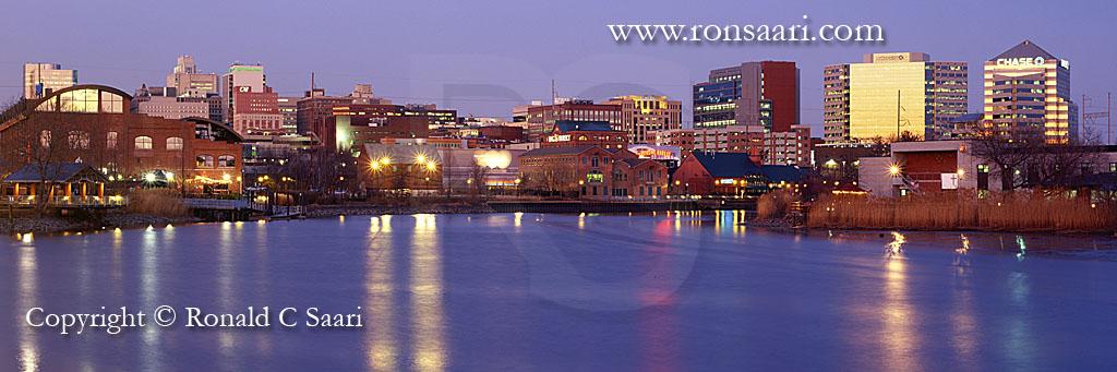 Wilmingon Skyline At Dusk Panoramic 2