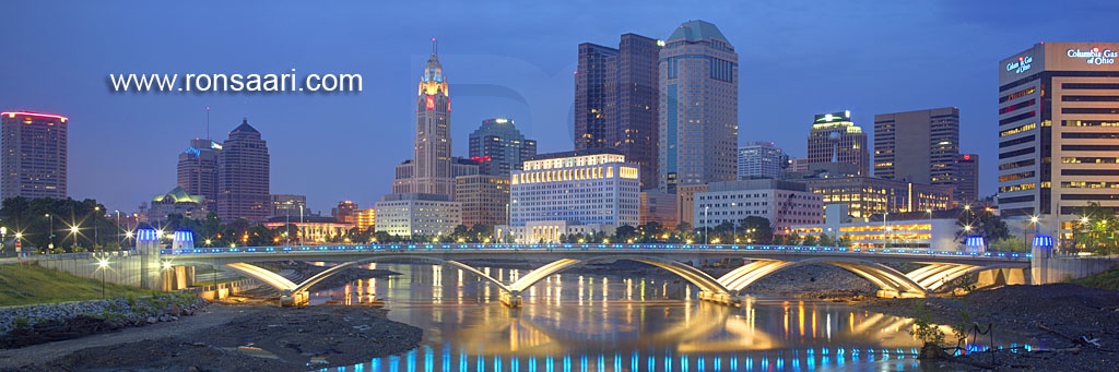 Columbus Skyline At Dusk Panoramic 2