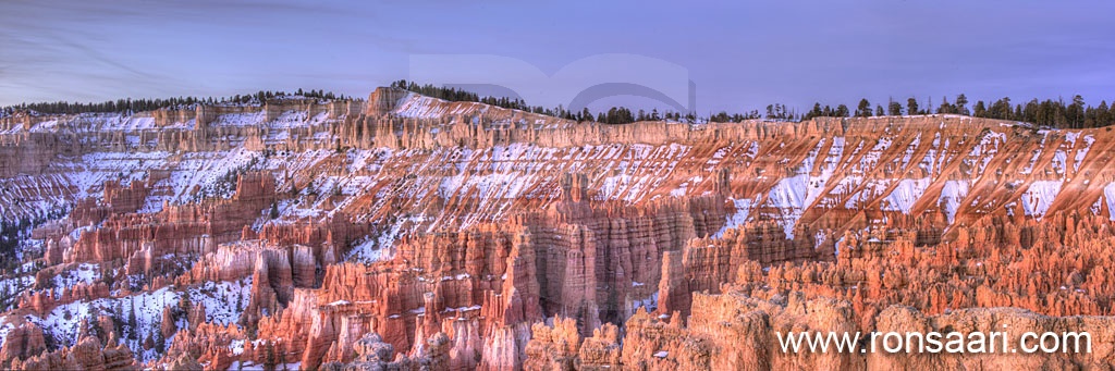 Sunset Point At Dawn Panoramic, Bryce Canyon National Park