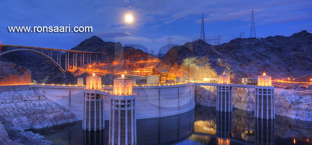 Hoover Dam At Dawn Panoramic