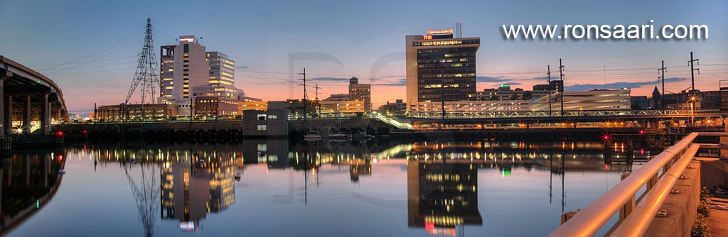 Bridgeport Skyline At Dusk Panoramic