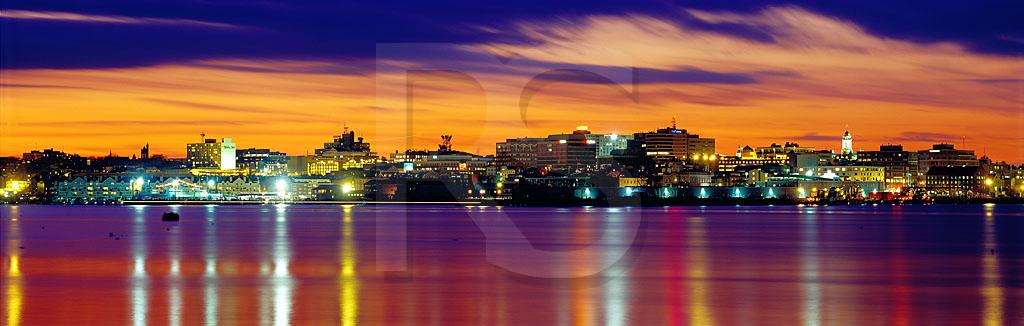 Portland Skyline At Dusk Panoramic
