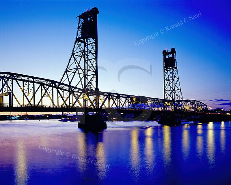 Portsmouth Memorial Bridge At Dusk
