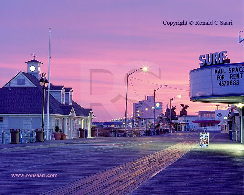 Beach Patrol Headquarters and Boardwalk At Sunset