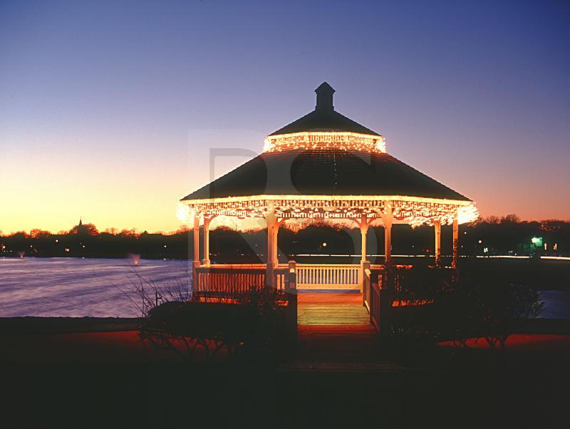 Silver Lake And Gazebo At Dusk