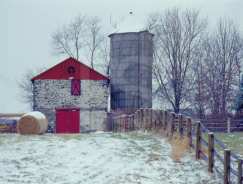 Old Stone Barn, Silo and Fence