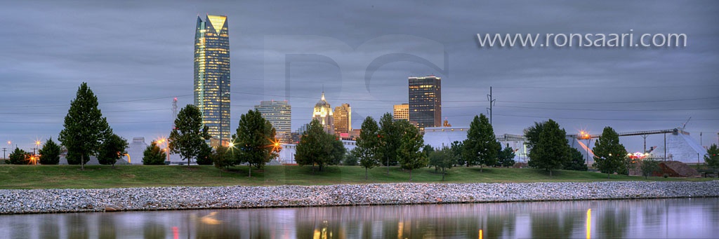 Oklahoma City Skyline At Dusk Panoramic