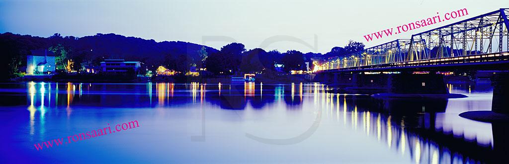 New Hope and Delaware River At Dusk Panoramic