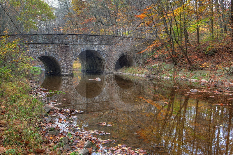 Pidcock Creek Stone Bridge in Autumn