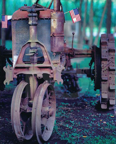 Old Tractor and Flags