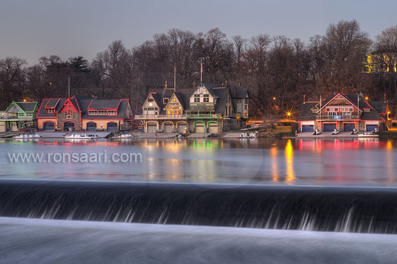 Boathouse Row With Holiday Lighting
