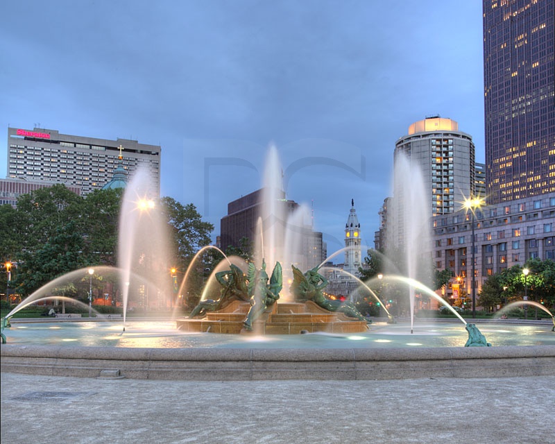 Swann Memorial Fountain At Dusk