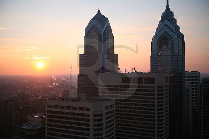 Sunset Over West Market Street Business District