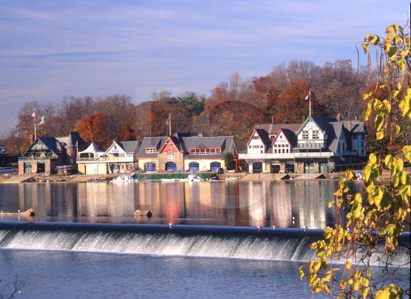 Boathouse Row, with fall color. Keywords: philadelphia,architecture,crew 