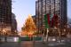 Love Park Statue And Christmas Tree