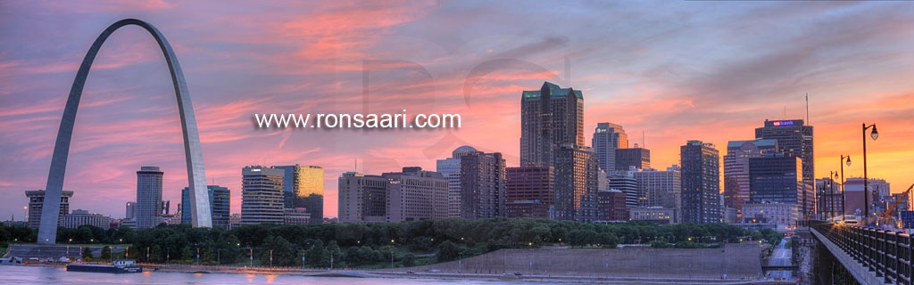 St. Louis Skyline At Dusk Panoramic