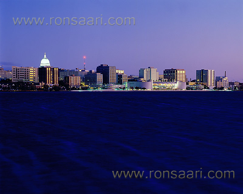 Madison Skyline and Lake Monona At Dawn