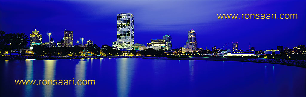 Milwaukee Skyline At Dusk Panoramic